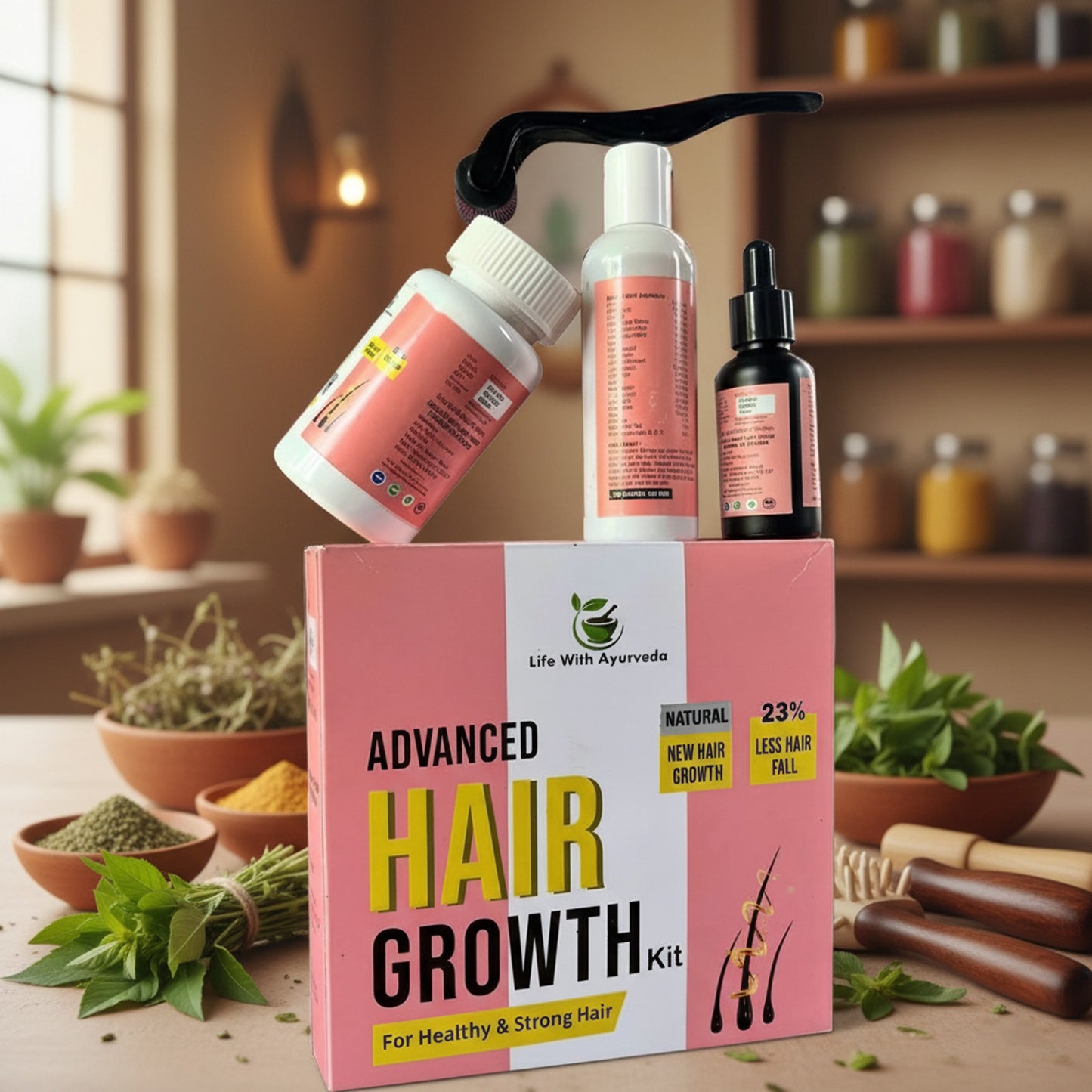 Advanced Hair Growth Kit – Ayurvedic 3-Step Hair Regrowth & Strengthening Solution